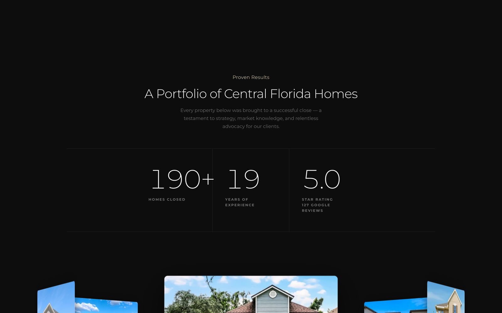 Portfolio of Central Florida homes with 190+ families and a 5.0 rating